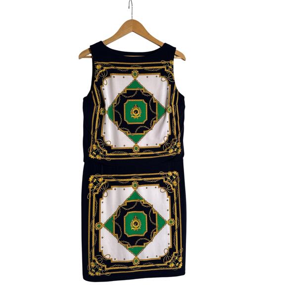 Lauren by Ralph Lauren Women's Baroque Equestrian Print Mini Dress Size 10 Multi - Picture 1 of 6